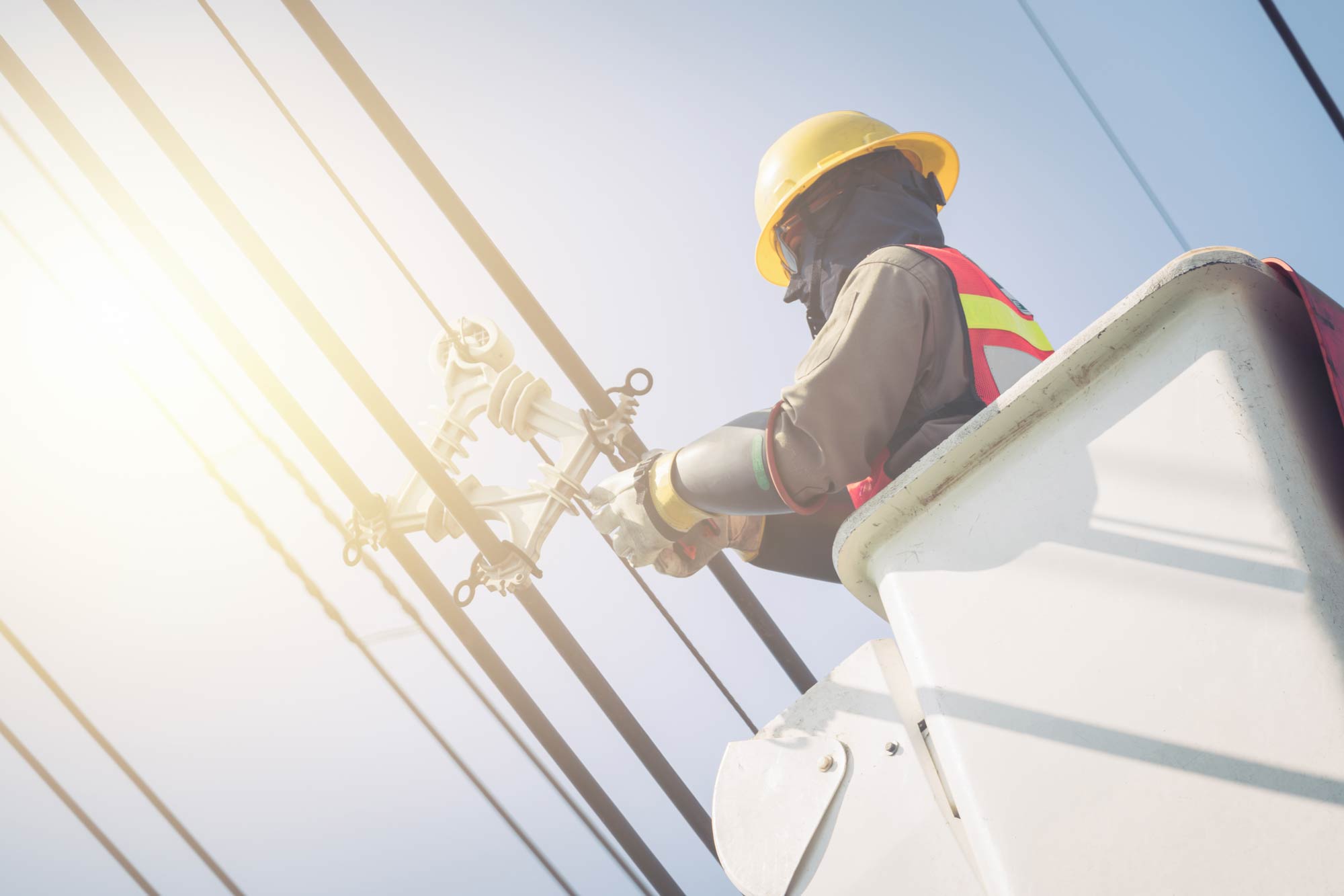 IBEW Lineman In Bucket Truck Repairing Lines | IBEW Local 71