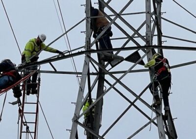IBEW Local 71 Apprentices Training On Transmission Tower