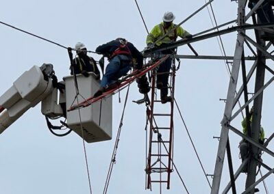 IBEW Local 71 Apprentices Training On Transmission Tower